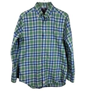 VINEYARD VINES Men's Medium Slim Fit Murray Shirt Blue Green Plaid Cotton Shirt